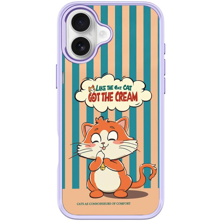 For iPhone 17 Adorable Bell Cat Pattern Magnetic Phone Case(Light Purple)
