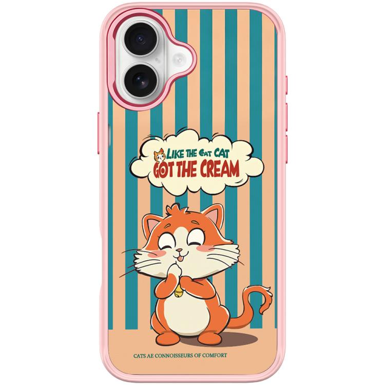 For iPhone 17 Adorable Bell Cat Pattern Magnetic Phone Case(Pink)