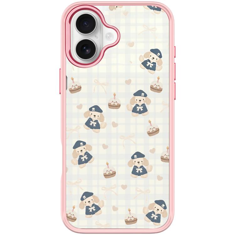 For iPhone 17 Adorable Beret Puppy Pattern Magnetic Phone Case(Pink)