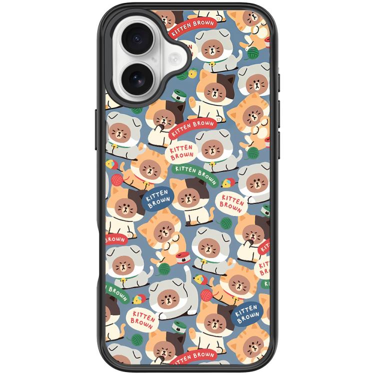 For iPhone 17 Adorable Little Bear Pattern Magnetic Phone Case(Black)