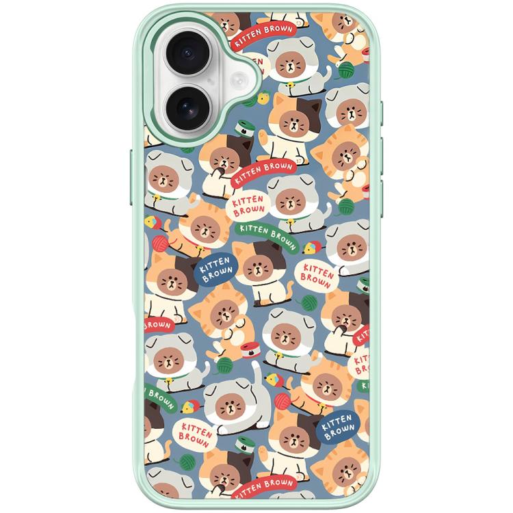 For iPhone 17 Adorable Little Bear Pattern Magnetic Phone Case(Light Green)