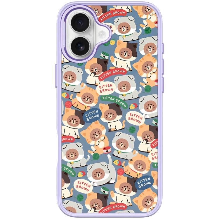For iPhone 17 Adorable Little Bear Pattern Magnetic Phone Case(Light Purple)