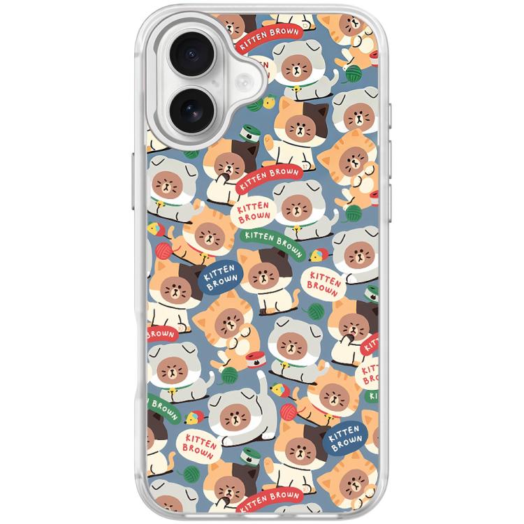 For iPhone 17 Adorable Little Bear Pattern Magnetic Phone Case(Transparent White)