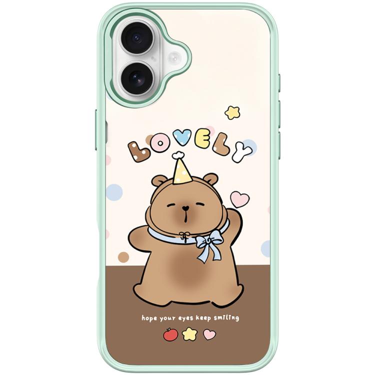 For iPhone 17 Adorable Little Capybara Pattern Magnetic Phone Case(Light Green)