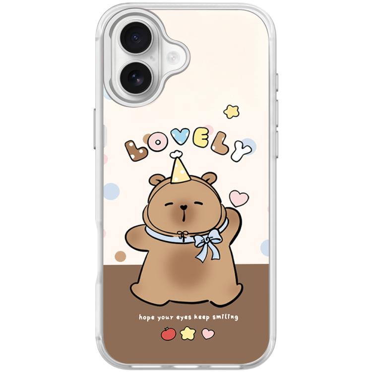 For iPhone 17 Adorable Little Capybara Pattern Magnetic Phone Case(Transparent White)