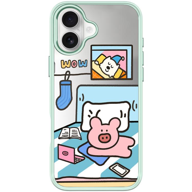 For iPhone 17 Adorable Little Pig Pattern Magnetic Phone Case(Light Green)