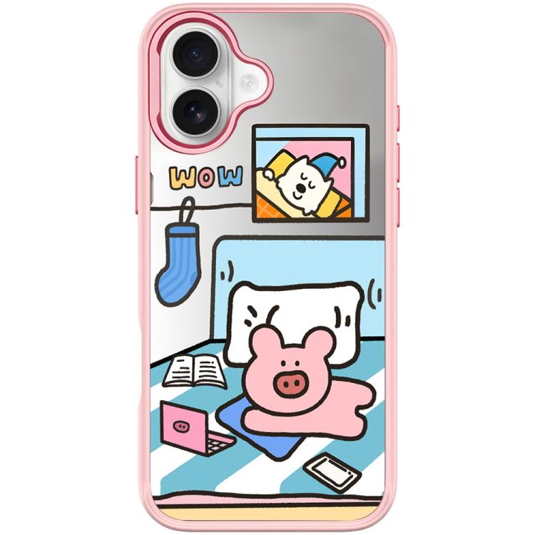 For iPhone 17 Adorable Little Pig Pattern Magnetic Phone Case(Pink)