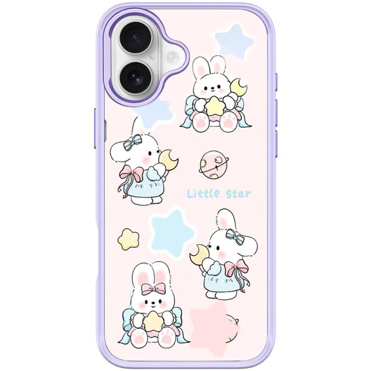 For iPhone 17 Adorable Rabbit and Little Star Pattern Magnetic Phone Case(Light Purple)
