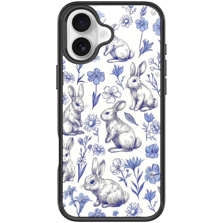For iPhone 17 Adorable Sketch Rabbit Pattern Magnetic Phone Case(Black)