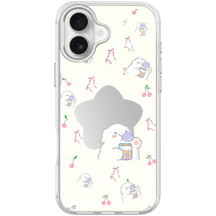 For iPhone 17 Adorable Star Sheep Pattern Magnetic Phone Case(Transparent White)
