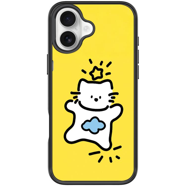 For iPhone 17 Adorable Stars Cloud Cat Pattern Magnetic Phone Case(Black)