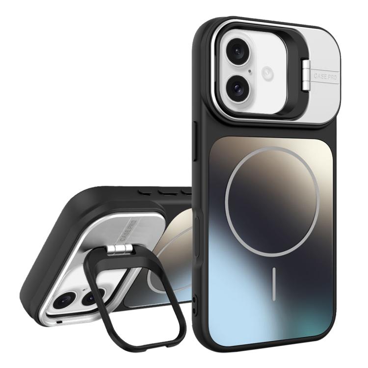 For iPhone 17 AG Frosted Lens Holder MagSafe Phone Case(Black)