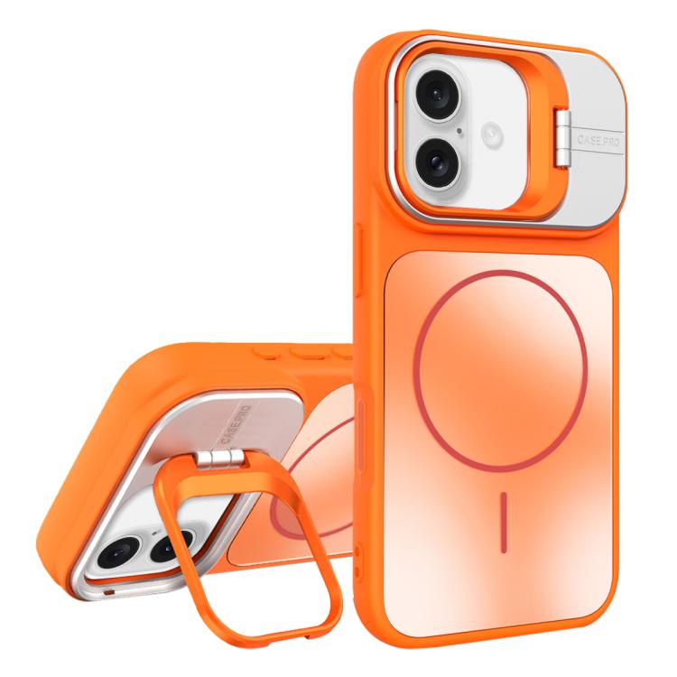 For iPhone 17 AG Frosted Lens Holder MagSafe Phone Case(Orange)