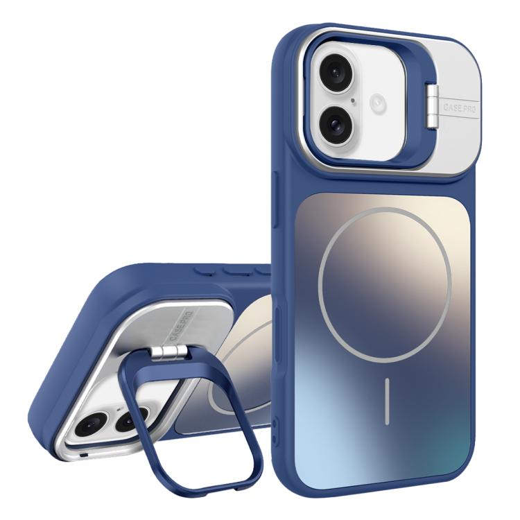 For iPhone 17 AG Frosted Lens Holder MagSafe Phone Case(Royal Blue)