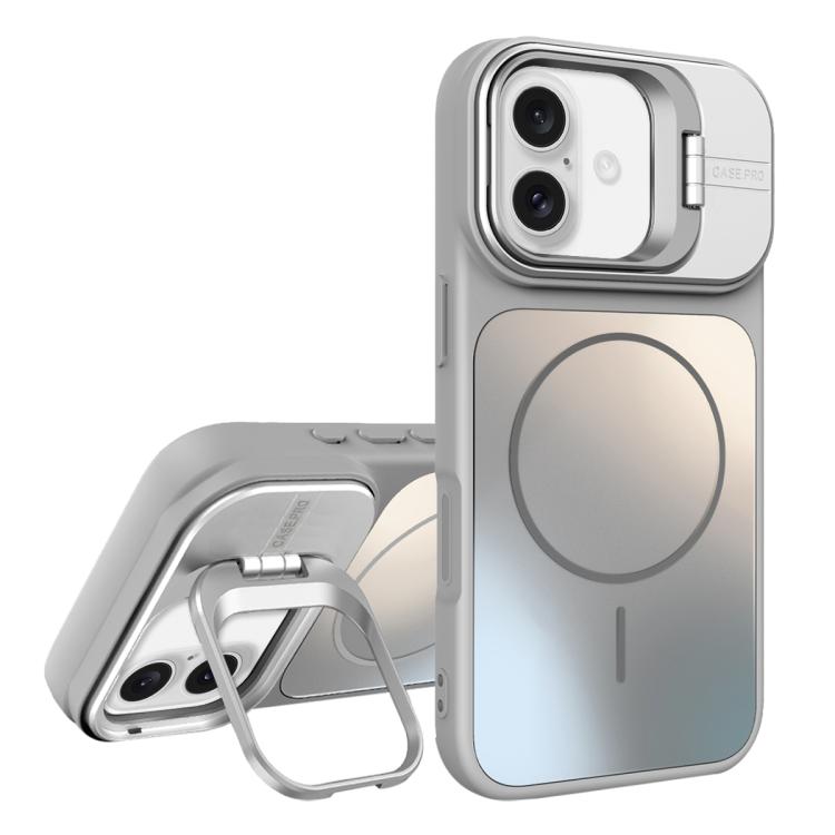 For iPhone 17 AG Frosted Lens Holder MagSafe Phone Case(Titanium Silver)