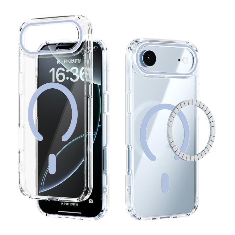 For iPhone 17 Air ABEEL MagSafe Magnetic Color Ring Anti-scratch Transparent Phone Case(Far Peak Blue)