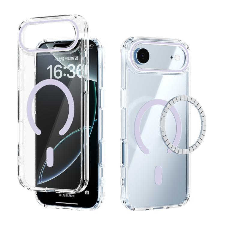 For iPhone 17 Air ABEEL MagSafe Magnetic Color Ring Anti-scratch Transparent Phone Case(Purple)