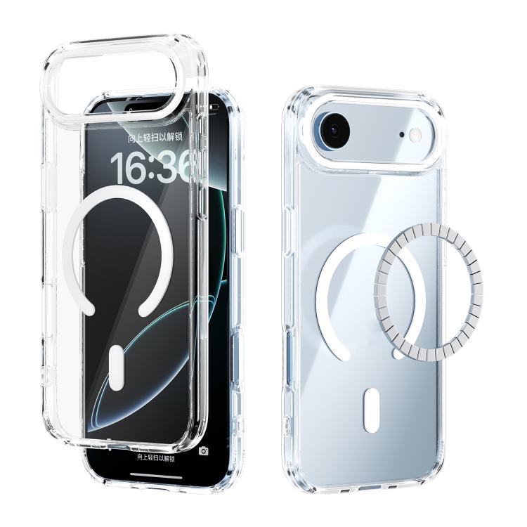 For iPhone 17 Air ABEEL MagSafe Magnetic Color Ring Anti-scratch Transparent Phone Case(White)