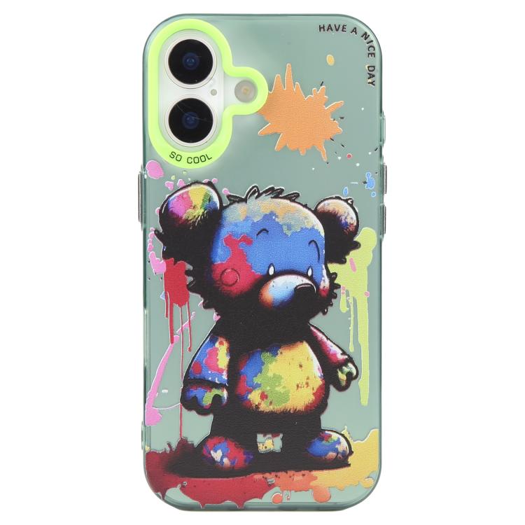 For iPhone 17 Animal Pattern Oil Painting Series PC + TPU Phone Case(Colorful Bear)