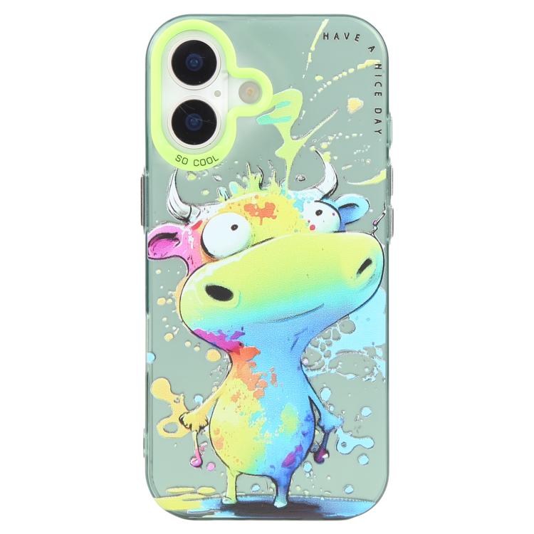 For iPhone 17 Animal Pattern Oil Painting Series PC + TPU Phone Case(Colorful Cattle)