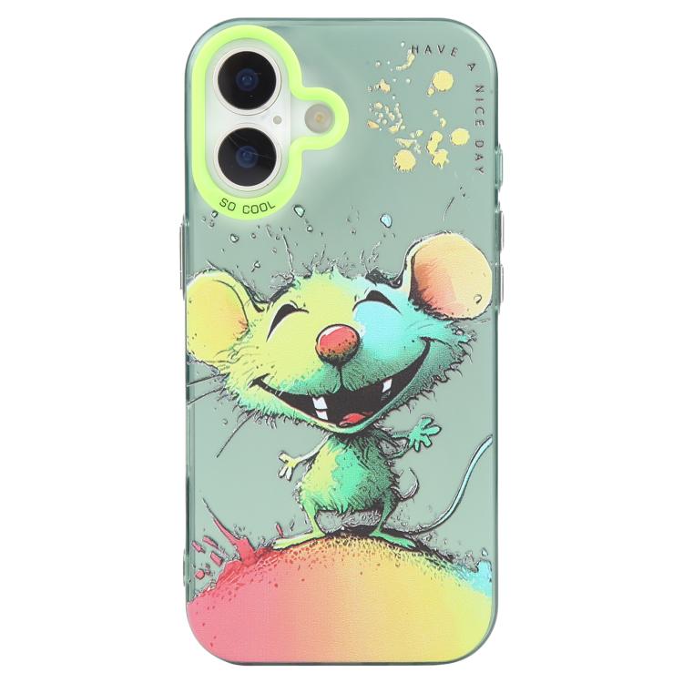 For iPhone 17 Animal Pattern Oil Painting Series PC + TPU Phone Case(Happy Mouse)