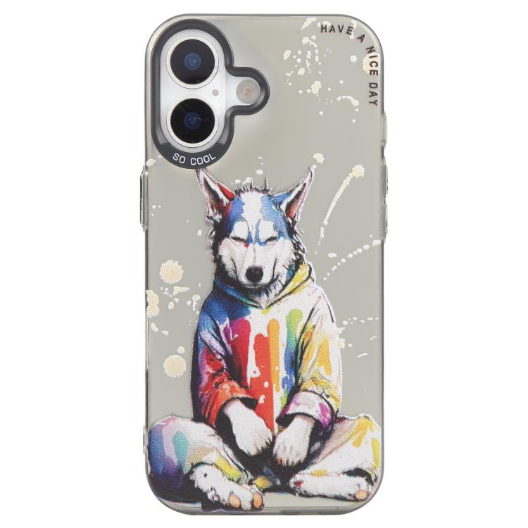 For iPhone 17 Animal Pattern Oil Painting Series PC + TPU Phone Case(Hoodie Dog)