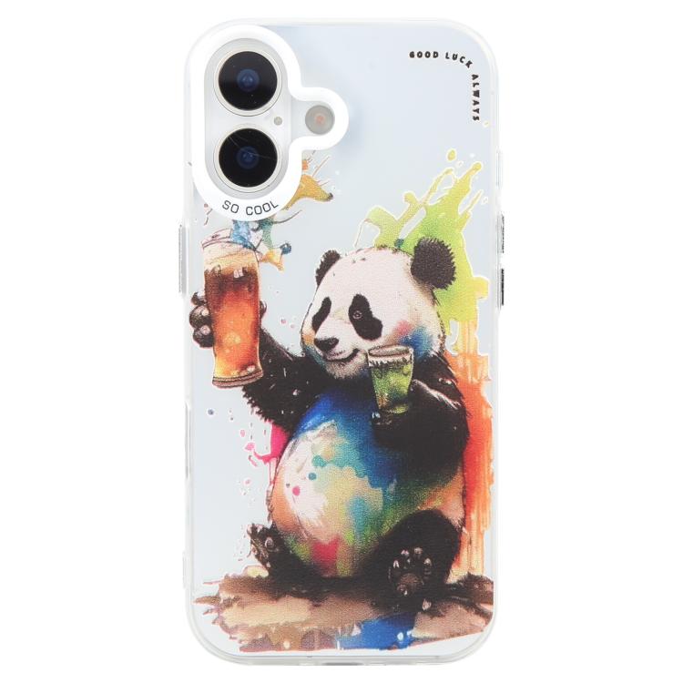 For iPhone 17 Animal Pattern Oil Painting Series PC + TPU Phone Case(Panda)