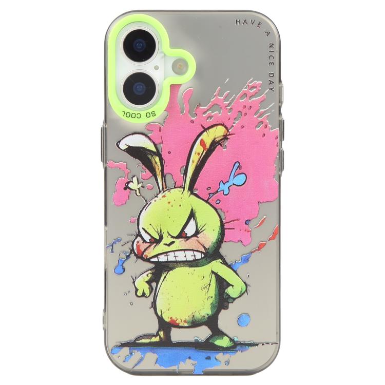 For iPhone 17 Animal Pattern Oil Painting Series PC + TPU Phone Case(Rabbit)