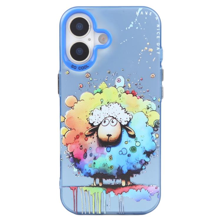 For iPhone 17 Animal Pattern Oil Painting Series PC + TPU Phone Case(Sheep)