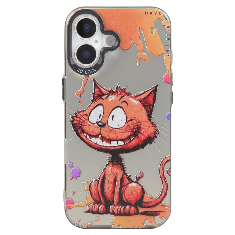 For iPhone 17 Animal Pattern Oil Painting Series PC + TPU Phone Case(Smiling Cat)