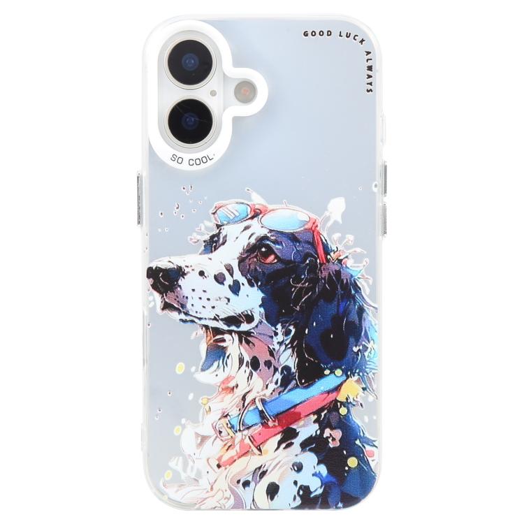 For iPhone 17 Animal Pattern Oil Painting Series PC + TPU Phone Case(Spotted Dog)