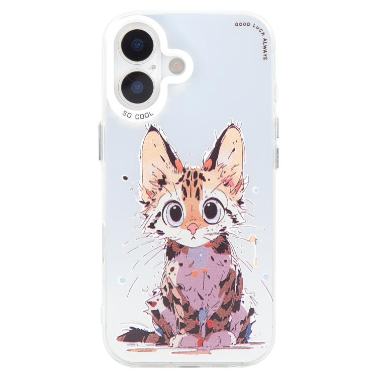For iPhone 17 Animal Pattern Oil Painting Series PC + TPU Phone Case(Stupid Cat)
