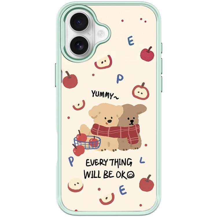 For iPhone 17 Apple Dog Pattern Magnetic Phone Case(Light Green)