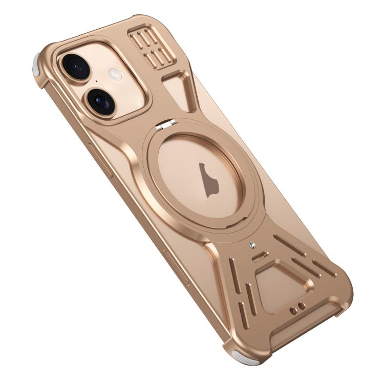 For iPhone 17 Armor 360 Holder Frameless Alloy MagSafe Phone Case(Desert Gold)