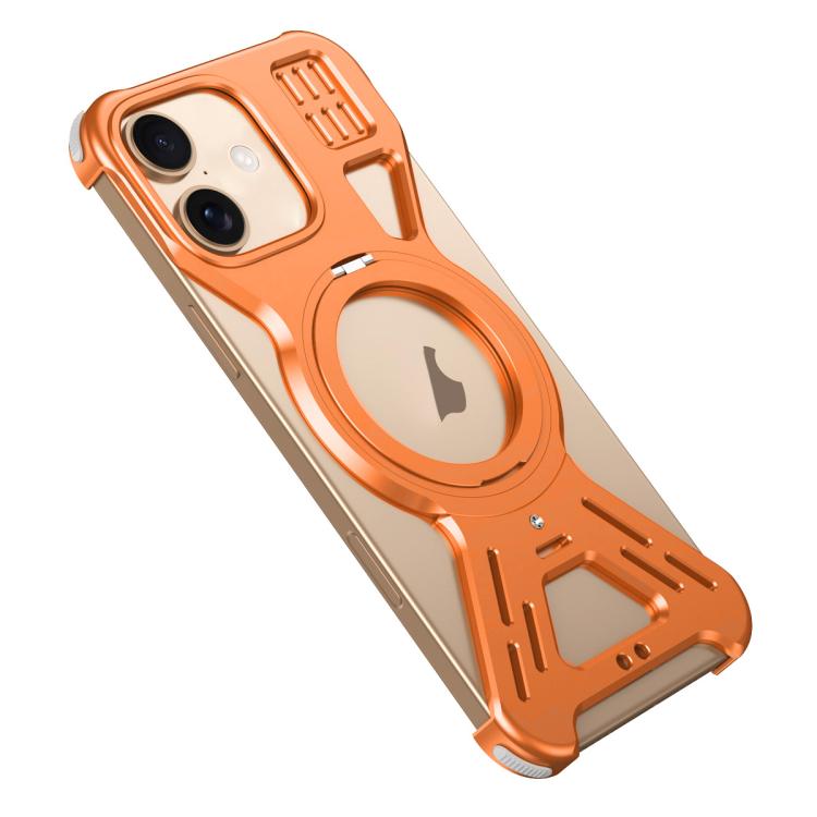 For iPhone 17 Armor 360 Holder Frameless Alloy MagSafe Phone Case(Orange)