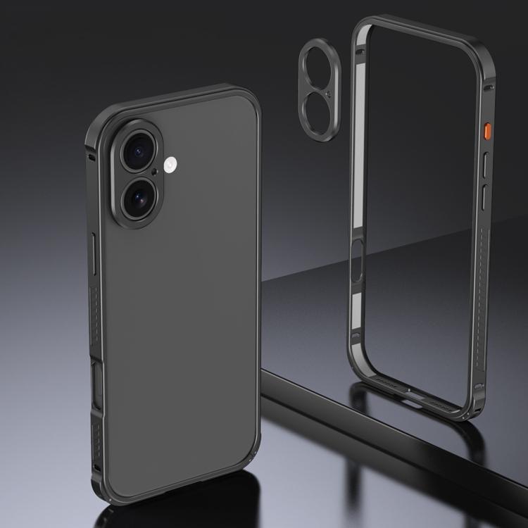 For iPhone 17 Armor Dual-side Anti-slip Metal Frame Case with Lens Cover(Black)