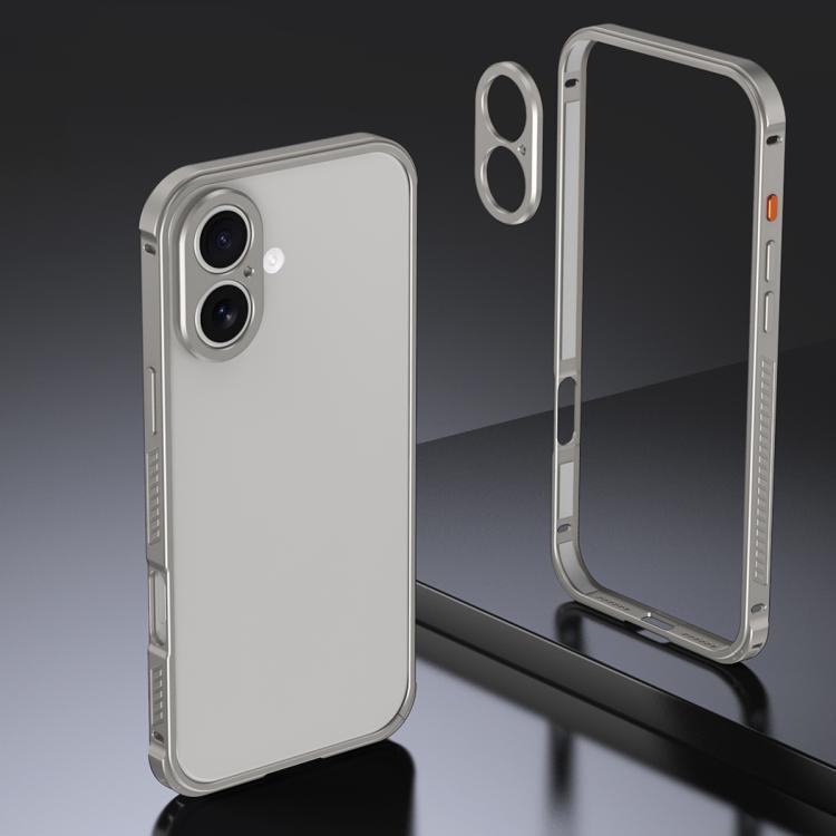 For iPhone 17 Armor Dual-side Anti-slip Metal Frame Case with Lens Cover(Grey)