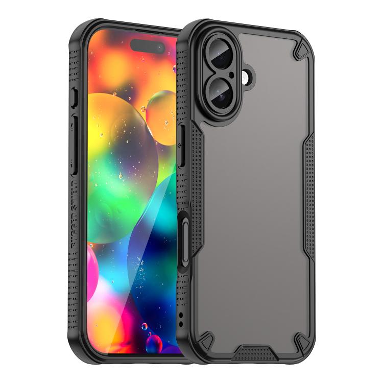 For iPhone 17 Armor Glaze PC Hybrid TPU Phone Case(Black)