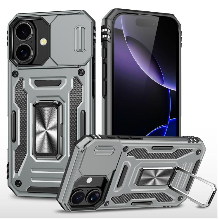 For iPhone 17 Armor PC + TPU Camera Shield Phone Case(Grey)