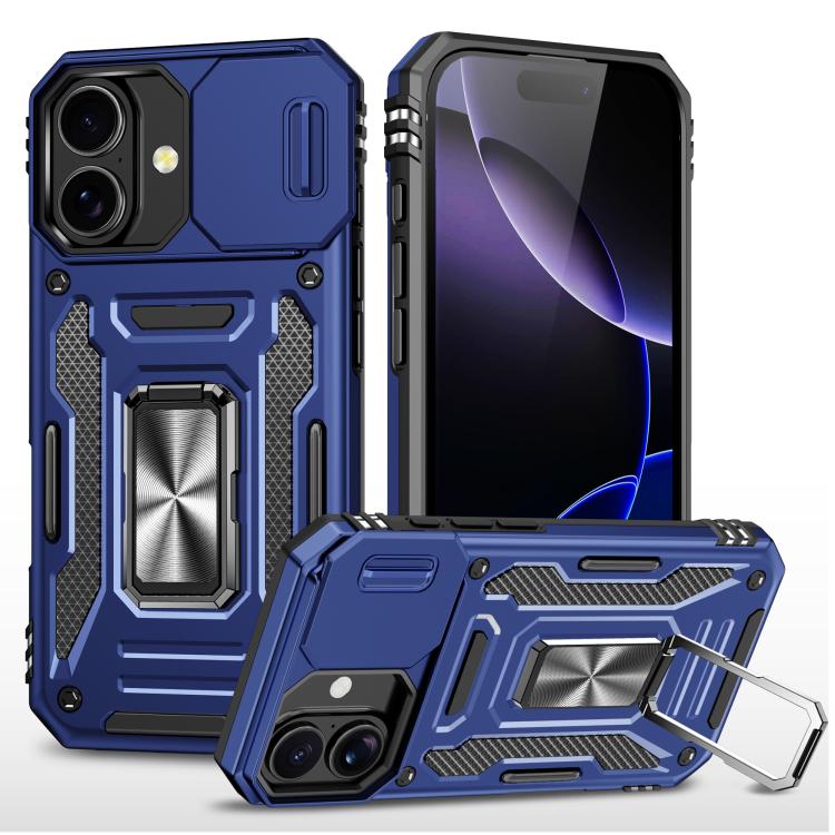 For iPhone 17 Armor PC + TPU Camera Shield Phone Case(Navy Blue)