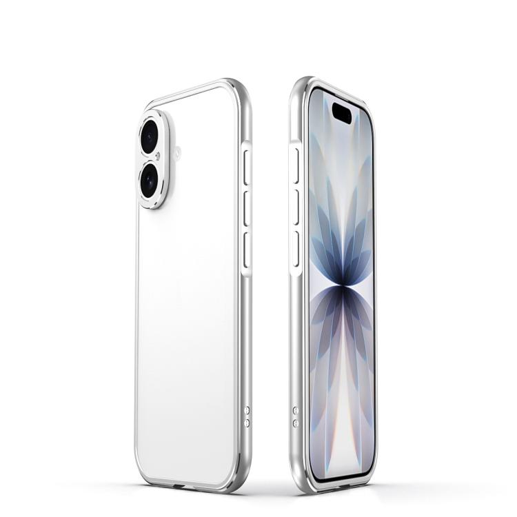 For iPhone 17 Aurora Series Lens Protector + Metal Frame Phone Case(Silver)