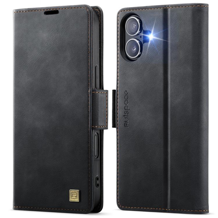 For iPhone 17 AutSpace A11 Side Buckle MagSafe Magnetic RFID Phone Leather Case(Black)