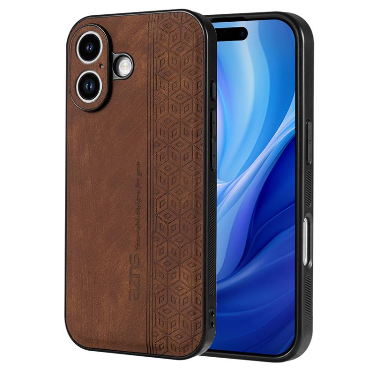 For iPhone 17 AZNS 3D Embossed Skin Feel Phone Case(Brown)