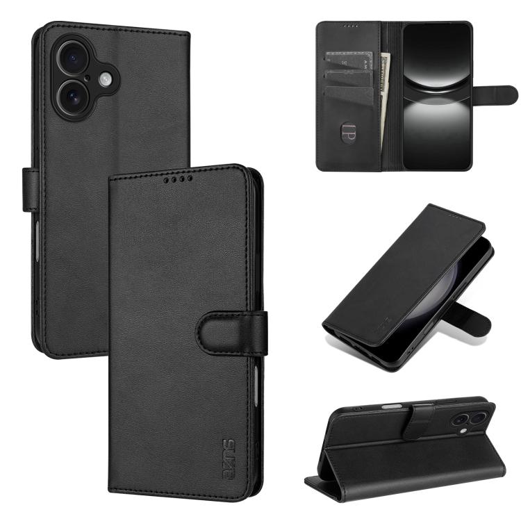 For iPhone 17 AZNS Skin Feel Calf Texture Flip Leather Phone Case(Black)