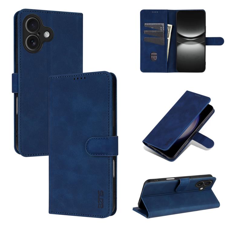 For iPhone 17 AZNS Skin Feel Calf Texture Flip Leather Phone Case(Blue)