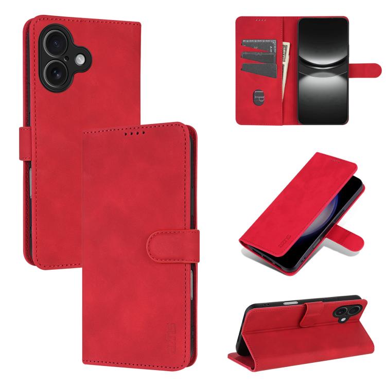 For iPhone 17 AZNS Skin Feel Calf Texture Flip Leather Phone Case(Red)