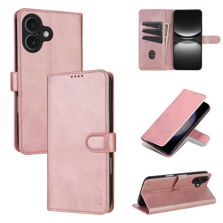 For iPhone 17 AZNS Skin Feel Calf Texture Flip Leather Phone Case(Rose Gold)