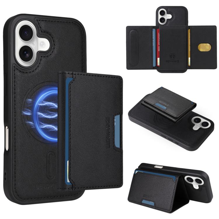 For iPhone 17 BETOPNICE Horizontal Flip Detachable MagSafe Wallet Phone Case(Black)
