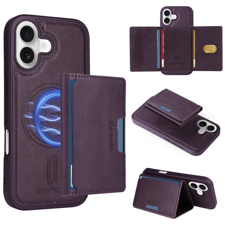 For iPhone 17 BETOPNICE Horizontal Flip Detachable MagSafe Wallet Phone Case(Purple)