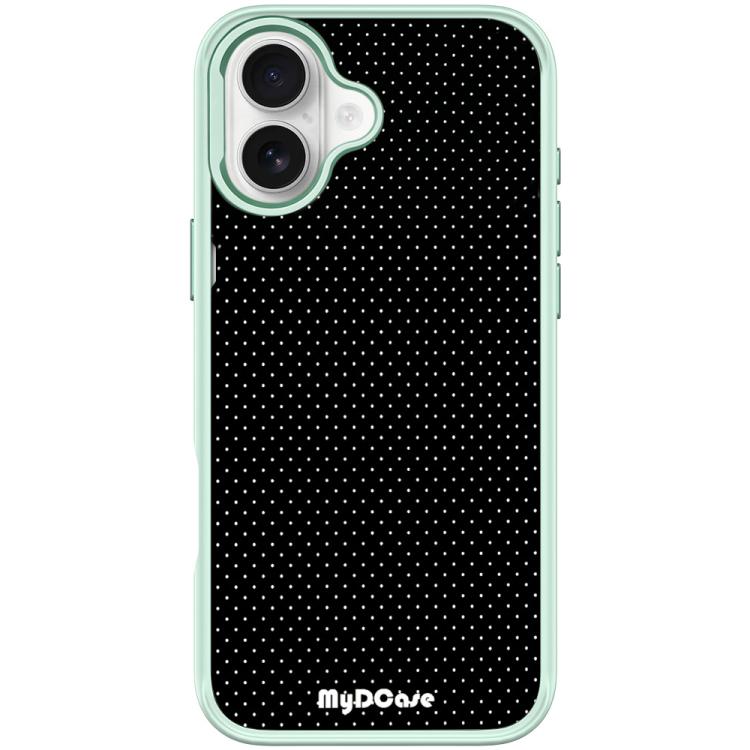 For iPhone 17 Black Dots Pattern Magnetic Phone Case(Light Green)